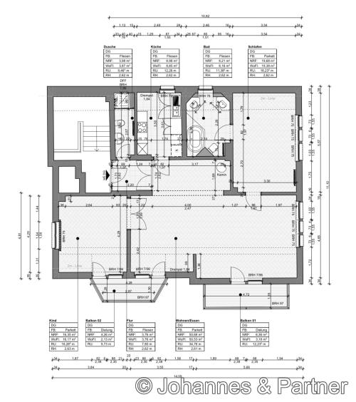 Grundriss der Wohnung im 2.Obergeschoss